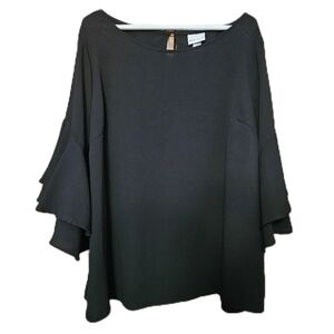 Ava &Viv Black Layered Bell Sleeve Blouse size 1X